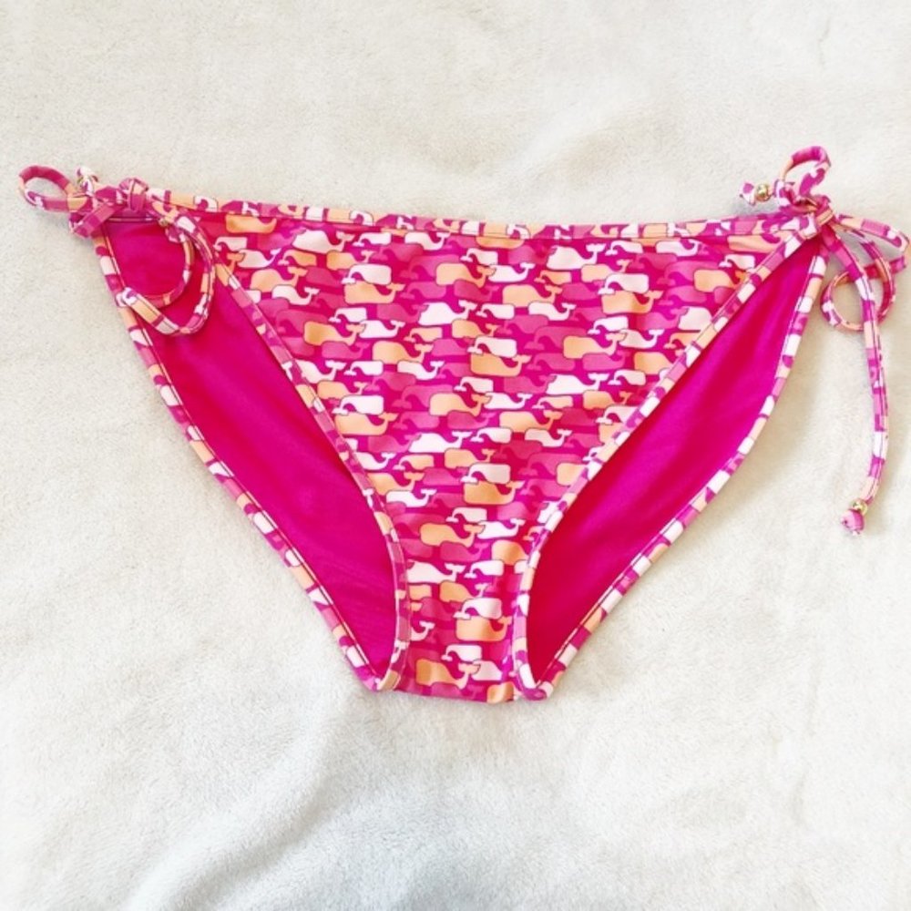 Vineyard Vines Women’s Strings Bikini Bottom Whale Outline Print Rhododendron